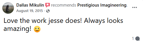 Comment on a social media post praising 'Prestigious Imagineering' with a smiley face emoji.